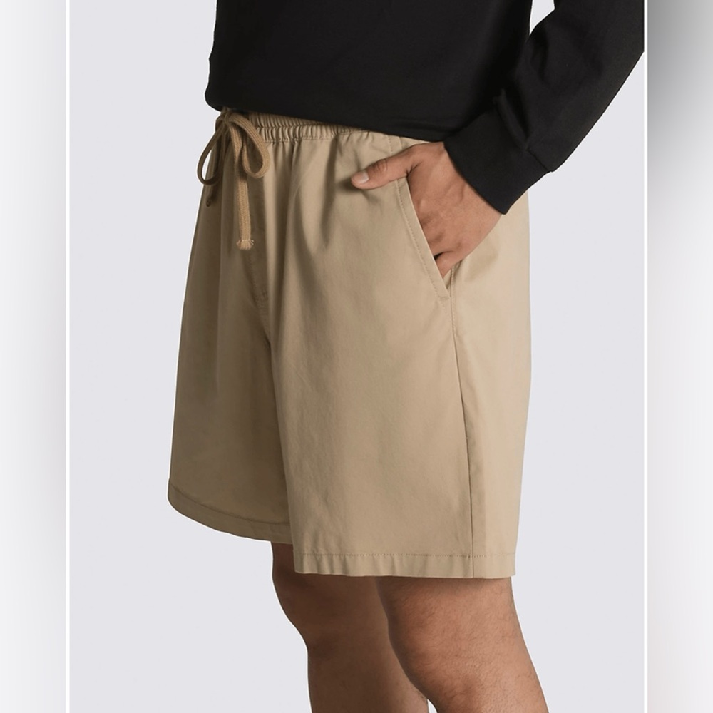 Coofandy men’s pull on dry fit‎ shorts, size large tan color